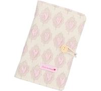 craspire Couverture de Classeur en Tissu A6 Pochette de Livre à Feuilles Mobiles Protection de Scrapbooking à 6 Anneaux en Coquillage avec Bouton en Bois Collection de Motifs Bleus Rechargeables