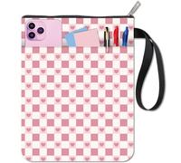 craspire Couverture de Livre à Carreaux en Forme de Cœur Protection de Livre Rose pour Livres de Poche Couverture de Livre en Tissu Lavable avec Fermeture Éclair et Poche Supplémentaire