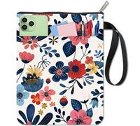 craspire Couverture de Livre à Fleurs Housse de Livre à Plantes Protection de Livre Blanche pour Livres de Poche Couverture de Livre en Tissu Lavable avec Fermeture Éclair et Poche Supplémentaire