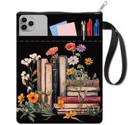 craspire Couverture de Livre à Fleurs Housse de Livre Noire Protection de Livre pour Livres de Poche Couverture de Livre en Tissu Lavable avec Fermeture Éclair et Poche Supplémentaire