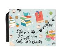 craspire Couverture de Livre à Motif de Chat Noir Housse de Livre de 11.6 x 9.3 Pouces Protection de Livre pour Livres de Poche Couverture de Livre en Tissu Lavable avec Poignée et Poche