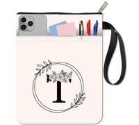 craspire Couverture de Livre avec Fermeture à glissière et Pochette supplémentaire Rectangle Lavable Chiffon Initial Alphabet Lettre T Motif Fleuri Protège-Livre Pochette à Fermeture à glissière Sacs