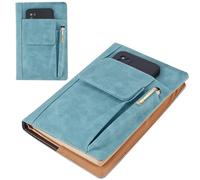 CRASPIRE Couverture de Livre Bleue en Cuir PU A5 housse de Livre Imperméable et Réutilisable pour Livres de Poche Enveloppes de Cahier avec Poches pour Stylos pour les Amoureux des Livres Cadeaux