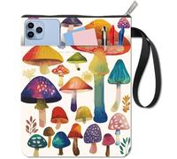 craspire Couverture de Livre Champignon Protège Livre Coloré pour Livres de Poche Couverture de Livre en Tissu Lavable avec Fermeture Éclair et Poche Supplémentaire pour Les Amoureux des Livres