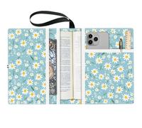 craspire Couverture de Livre Daisy Flower Book Protector Blue Multilayer Book Sleeve pour Livres de Poche Couverture de Livre en Tissu Lavable avec Poche Supplémentaire pour Les Amoureux des Livres