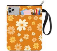 CRASPIRE Couverture de Livre Daisy Pochettes de Livre Florales pour Livres de Poche Fleurs Jaunes et Blanches Pochette en Tissu Lavable avec Fermeture Éclair et Pochette Supplémentaire Accessoires