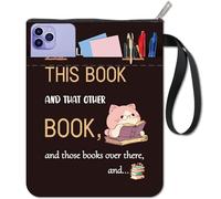 craspire Couverture de Livre de Mots Cat Book Protector pour Livres de Poche Pochette de Livre en Tissu Lavable Couverture de Livre en Tissu avec Fermeture Éclair et Poche Supplémentaire