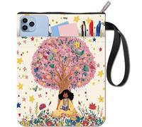 CRASPIRE Couverture de Livre de Protection pour Fille, Motif Arbre, Étoiles, Fleurs, pour Livres Brochés, Couverture de Livre en Tissu Lavable avec Fermeture Éclair et Poche Supplémentaire