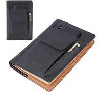 CRASPIRE Couverture de Livre en Cuir PU A5 pochette de Livre Imperméable Noire Réutilisable pour Livres de Poche Enveloppes de Cahier avec Poches pour Stylos pour les Amoureux des Livres Cadeaux