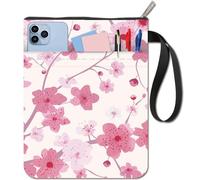 craspire Couverture de Livre en Fleurs de Cerisier Housse de Livre à Fleurs Protection de Livre Sakura pour Livres de Poche Couverture de Livre en Tissu Lavable avec Fermeture Éclair et Poche