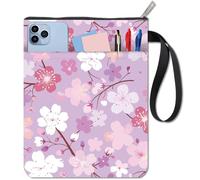 craspire Couverture de Livre en Fleurs de Cerisier Housse de Livre en Fleurs de Sakura Protection de Livre pour Livres de Poche Couverture de Livre en Tissu Lavable avec Fermeture Éclair et Poche
