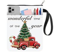 craspire Couverture de Livre en Forme d'arbre de Noël avec Mots de Protection pour Livre de Voiture pour Livres Brochés Couverture de Livre en Tissu Lavable avec Fermeture Éclair et Poche