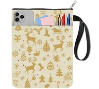 craspire Couverture de Livre en Forme de Flocon de Neige Protection de Livre D'Élan de Noël Pochette de Livre Jaune pour Livres Brochés Couverture de Livre en Tissu Lavable avec Fermeture Éclair