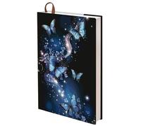 craspire Couverture de Livre en Tissu Géant A5 avec Papillons 12.4x8.8 Pouces Étiquette de Livre Sangle Vestes de Manuels Lavable Couverture Rigide Salle de Classe
