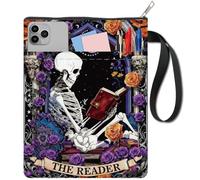 craspire Couverture de Livre en Tissu Lavable avec Fermeture Éclair et Pochette Supplémentaire Motif Crâne et Rose Idéale pour Les Livres de Poche et Les Amoureux des Livres. Cadeau d'halloween