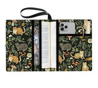craspire Couverture de Livre en Tissu Lavable avec Pochette Supplémentaire pour Livres de Poche Motif Chat Protection de Livre Multicouche pour Livres de Poche Cadeau pour Camarades de Classe