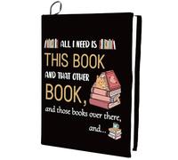 craspire Couverture de Livre Extensible à Motifs de Livres Couverture Noire Lavable et Réutilisable Grande Pochette en Nylon pour Livre Protection de Livre Enveloppes Élastiques pour Cahiers