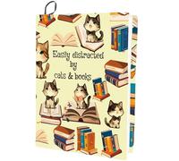 craspire Couverture de Livre Extensible en Forme de Chat Animaux Jaunes Lavable et Réutilisable Grand Tissu en Nylon Protection de Livre en Polyester Enveloppes Élastiques de 9.4x15.7 Pouce Adaptées