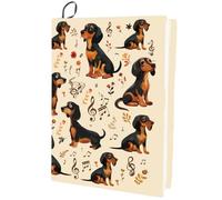 craspire Couverture de Livre Extensible en Forme de Chien de Dessin Animé Note de Musique Mignon Kaki Lavable Réutilisable en Nylon Couverture Élastique Protection 9,4 x 15,7 Pouces pour Livres