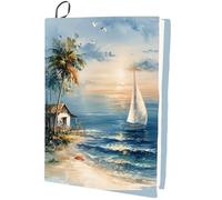 CRASPIRE Couverture de livre extensible en forme de front de mer lavable et réutilisable en nylon pour carnet de notes - Convient pour les livres à couverture rigide, les étudiants en salle de classe