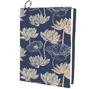 craspire Couverture de Livre Extensible en Forme de Lotus Motif Floral Vintage à Volants Lavable et Réutilisable Grand Protecteur de Livre en Nylon Enveloppes Élastiques pour Carnet de Notes Convient