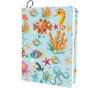 craspire Couverture de Livre Extensible en Forme de Pieuvre Hippocampes Animaux Marins Océan Lavable et Réutilisable Grand Tissu en Nylon et Polyester Protection de Livre Élastique de 9.4x15.7 Pouce