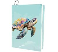 craspire Couverture de Livre Extensible en Forme de Tortue Bleue, Lavable et Réutilisable, Grand Tissu en Nylon, Protection de Livre en Polyester, Enveloppes Élastiques de 9.4x15.7 Pouce
