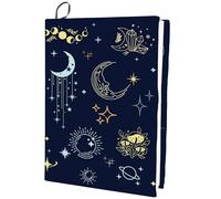 CRASPIRE Couverture de livre extensible en nylon avec éléments de divination, lune et papillon de nuit, lavable et réutilisable, convient à la plupart des livres à couverture rigide