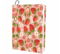 CRASPIRE Couverture de Livre Extensible Fraise Fruits Fleur Rose Lavable Réutilisable Grand Tissu en Nylon Polyester Protecteur de Livre 9.4x15.7 pouce Enveloppes Élastiques pour Cahier Convient