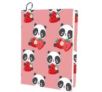 craspire Couverture de Livre Extensible Panda Rose Fraise Lavable Réutilisable Grand Protecteur de Livre en Nylon 9.4x15.7 Pouce Enveloppes Élastiques pour Cahier Convient à la Plupart des Livres