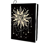 craspire Couverture de Livre Extensible Soleil Plantes étoiles de Lune Noir Lavable réutilisable Grand Tissu de Nylon élastique couvertures de Livre réglables Protecteur 9.8x15.7 Pouces