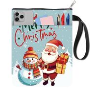 craspire Couverture de Livre Joyeux Noël Protecteur de Livre de Père Noël Bonhommes de Neige Pochette de Livre pour Livres Brochés Couverture de Livre en Tissu Lavable avec Fermeture Éclair et Poche