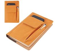 craspire Couverture de Livre Orange en Cuir PU A5 Housse de Livre Imperméable et Réutilisable Protection de Livre pour Livres de Poche Enveloppes de Cahier avec Poches pour Stylos pour Les Amoureux