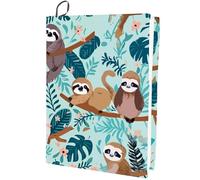 craspire Couverture de Livre Paresseux Protecteur de Pochette de Livre élastique Feuilles Vertes d’Animaux Protecteur de Livre réutilisable Extensible 9 x 14 Pouces enveloppes de Cahier Convient