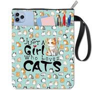 craspire Couverture de Livre pour Chat Housse de Livre pour Animaux Lavable en Tissu pour Animaux de Compagnie Chats Livres Imprimés Carnet de Notes Sac de Poche avec Fermeture Éclair et Poche