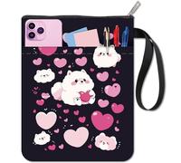 craspire Couverture de Livre pour Chien Protection de Livre en Forme d'animal Cœur Rose pour Livres de Poche Couverture de Livre en Tissu Lavable avec Fermeture Éclair et Poche Supplémentaire