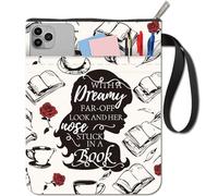 craspire Couverture de Livre Silhouette Rose Protection de Livre Mots Café Pochette pour Livres Brochés Couverture de Livre en Tissu Lavable avec Fermeture Éclair et Poche Supplémentaire