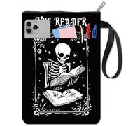 craspire Couverture de Livre Squelette Noire Protection de Livre Gothique pour Livres de Poche Couverture de Livre en Tissu Lavable avec Fermeture Éclair et Poche Supplémentaire pour Les Amoureux