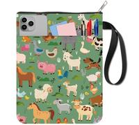 CRASPIRE Couverture de Livre Sur le Thème des Animaux Protection de Livre Sur le Thème de la Ferme Housse de Livre en Tissu Lavable avec Fermeture Éclair et Pochette Supplémentaire pour les Amoureux
