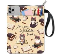 craspire Couvertures de Livre de Chat café Animal Protecteur de Livre Pochette de Livre pour Les Livres de Poche Tissu Lavable Couverture de Livre avec Fermeture éclair et Poche supplémentaire