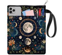 craspire Couvertures de Livre de Phases de Lune Protège Livres Rétro à Fleurs pour Livres de Poche en Tissu Lavable avec Fermeture Éclair et Poche Supplémentaire pour Les Amoureux des Livres Cadeaux