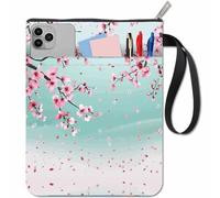 craspire Couvertures de Livres à Fleurs de Cerisier Protège Livres en Tissu Lavable pour Livres de Poche avec Fermeture Éclair et Pochette Supplémentaire pour Les Amoureux des Livres Cadeaux