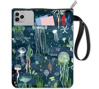 craspire Couvertures de Livres à Motif de Méduses Protection de Livre en Tissu Lavable pour Livres de Poche avec Fermeture Éclair et Poche Supplémentaire pour Les Amoureux des Livres Cadeaux