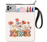 craspire Couvertures de Livres à Thème D'Infirmières Housses de Livres à Fleurs Protection de Livres pour Livres de Poche Couverture de Livre en Tissu Lavable avec Fermeture Éclair et Pochette