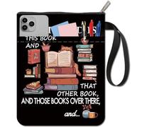 craspire Couvertures de Livres Noires Motif de Livre Pochette de Livre Mots Chat Protection de Livre pour Livres Brochés Couverture de Livre en Tissu Lavable avec Fermeture Éclair et Poche