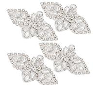 craspire Cristal Strass Applique 4 Pièces de Mariage Applique Fer sur Patch Strass Hot Fix Applique pour Mariage de Mariée Sash Cristal Ceinture Robe Couture Coiffes Talons Hauts Gâteau Sacs-Argent