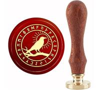 craspire Crow Wax Seal Stamp Sun Sealing Wax Stamps 30mm Tête de Tampon en Laiton Amovible Rétro Vintage avec Manche en Bois pour Invitations, Cartes, Emballages Cadeaux