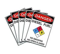 craspire Danger Diesel Fuel Sticker 5-Pack Danger Diesel Fuel No Smoking No Open Flames Sign 7"X10" Danger/Warning Signs Stickers Autocollant en Vinyle Autocollant