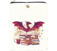craspire Dragon Livre Manche Bouton Couverture De Livre 11,4 x 9,4 Pouces Tissu Polyester Imperméable Lavable Animal Cahier Livre De Poche Sac Pochette Protecteurs avec Fermeture Éclair