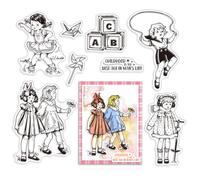 craspire Écolière Tampons en Caoutchouc Transparent Enfance Heureuse Robe Rétro Belle Femme Corde à Sauter Avions en Papier Transparent Vintage Cachet de la Poste Joints en Silicone Timbre